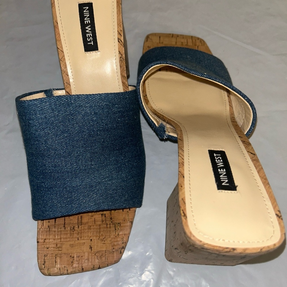 Nine West Blue Denim Wedges